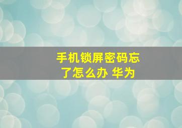 手机锁屏密码忘了怎么办 华为